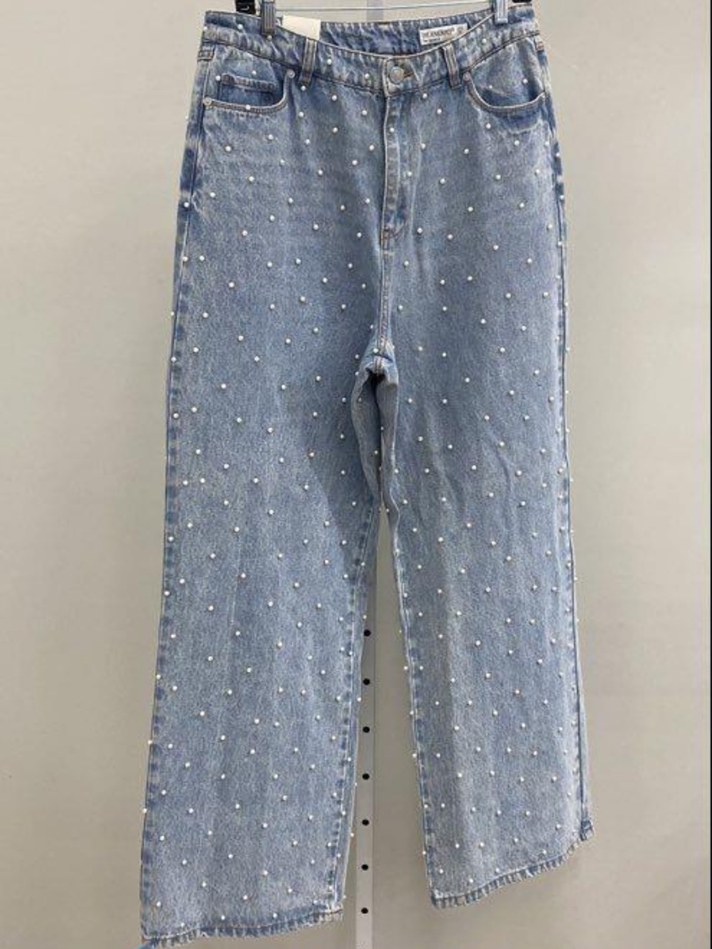 NWT Blank NYC “The Franklin” Beaded Pearl Rib Cage Wide Leg Denim Jeans Size 30